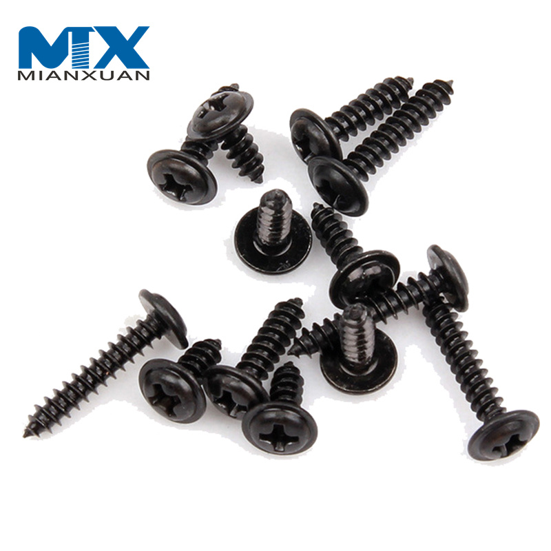 M1.4 M1.7 M2 M2.6 M3 M4 DIN968 304 Stainless Steel Cross Phillips Pan Round Head with Washer Collar Wood Self Tapping Screw