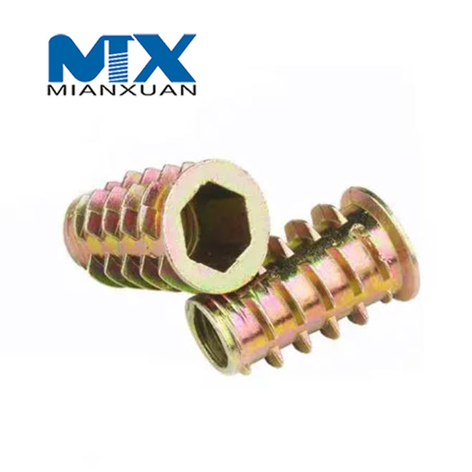 Zinc Alloy for Wood Insert Nut Flanged Hex Drive Head Furniture Nuts