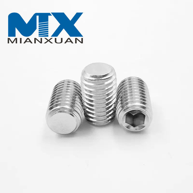 Stainless Steel Metric Thread Grub Screws Flat Point Hexagon Socket Set Screws Headless