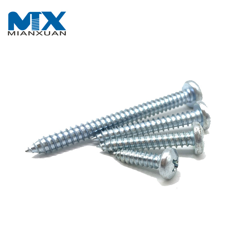 Carbon Steel Pan Head Screw DIN7981 Self Tapping Screw with Blue White Zinc Plated