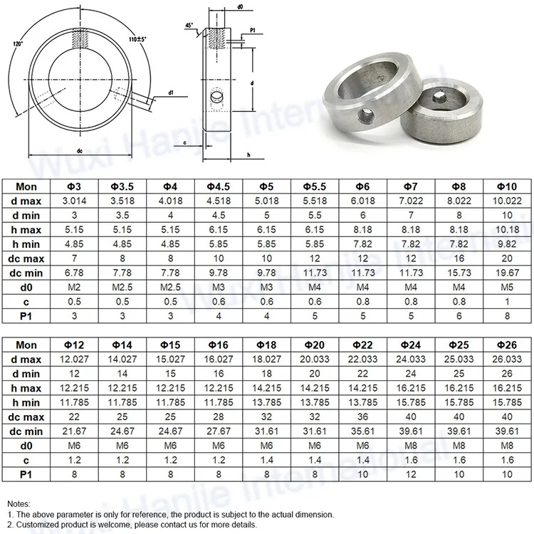 Collar de eje de abrazadera DIN705 para abrazadera de tubo