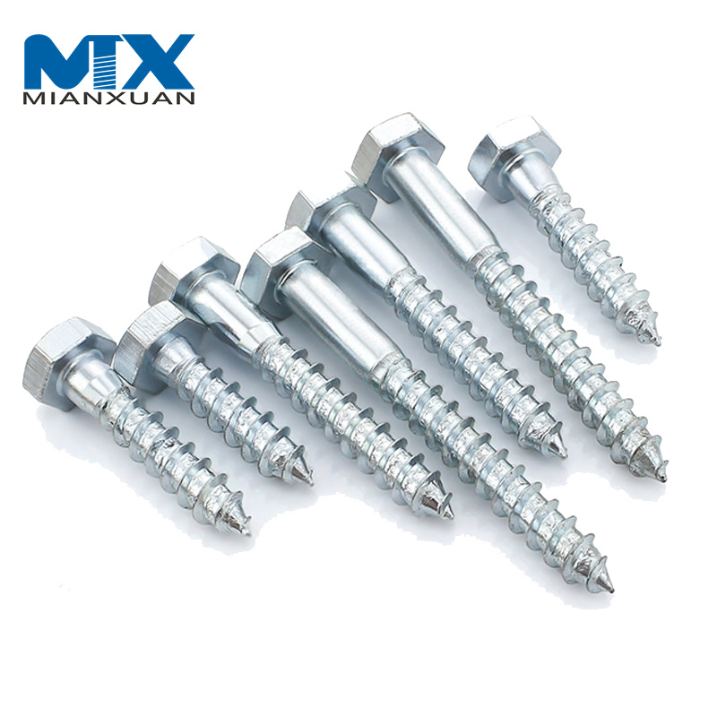 Hex Head Wood Screw DIN571 Furniture Screw Hex Head Half Thread Coach Screws