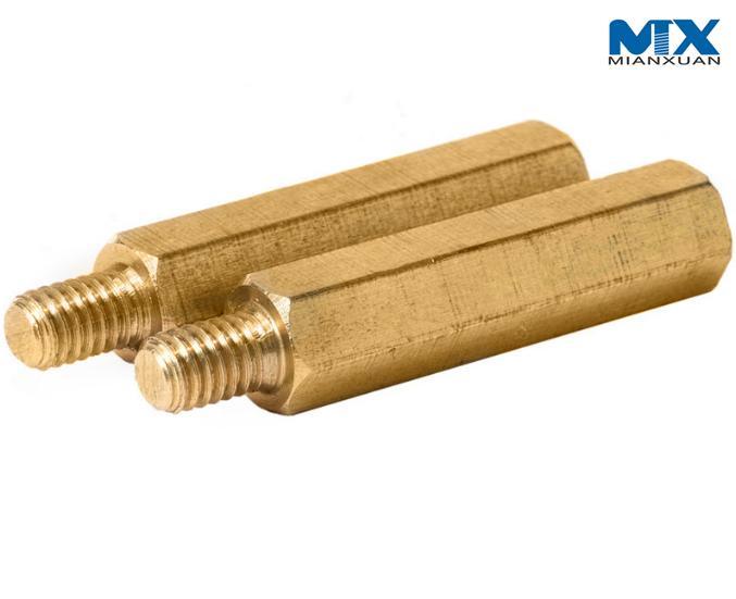 Brass Hex Distance Nut with Inside and Outside Thread
