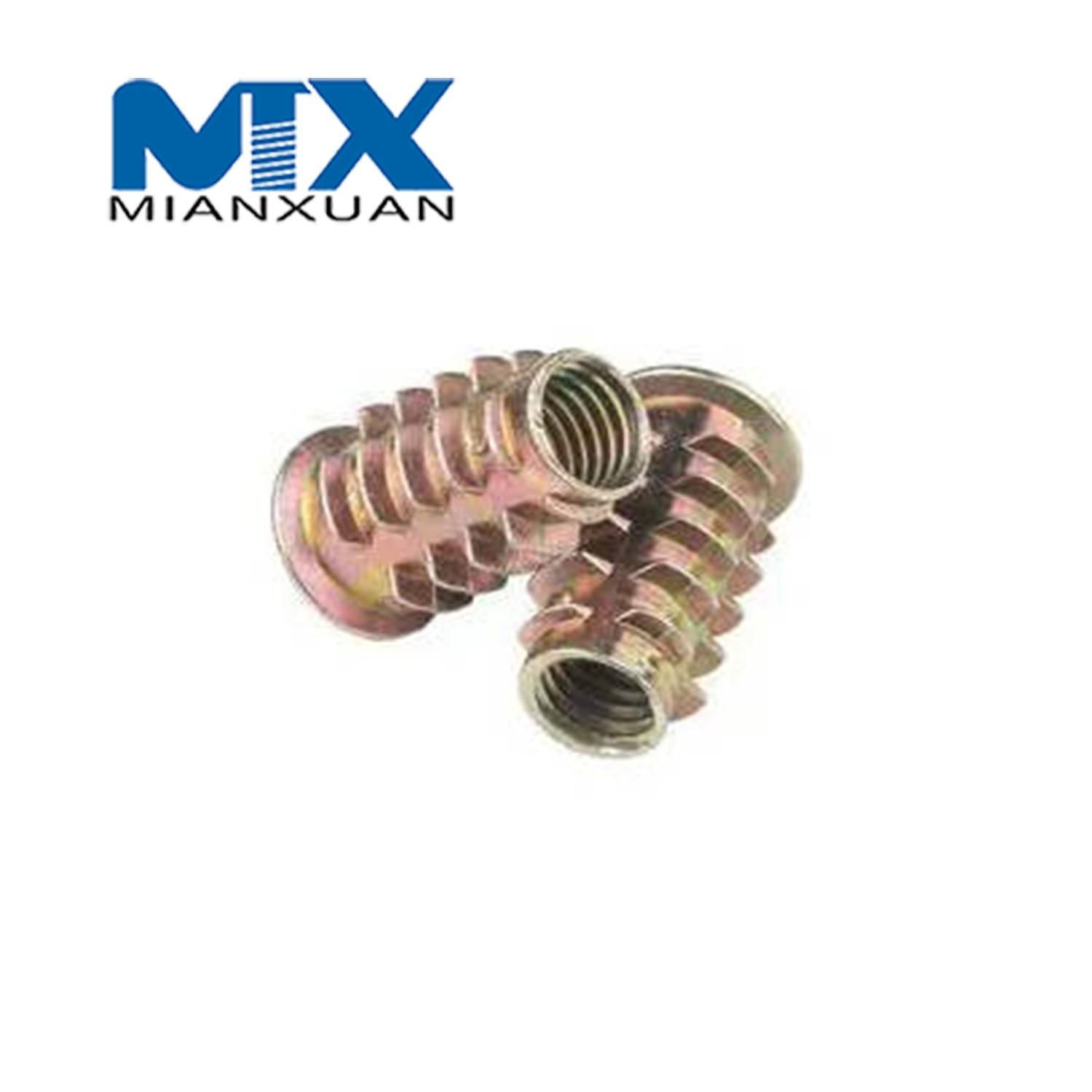 Zinc Alloy Thread for Wood Insert Nut Flanged Hex Drive Head Furniture