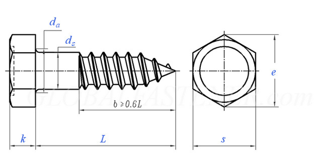 Tirafondo para madera con cabeza hexagonal DIN571
