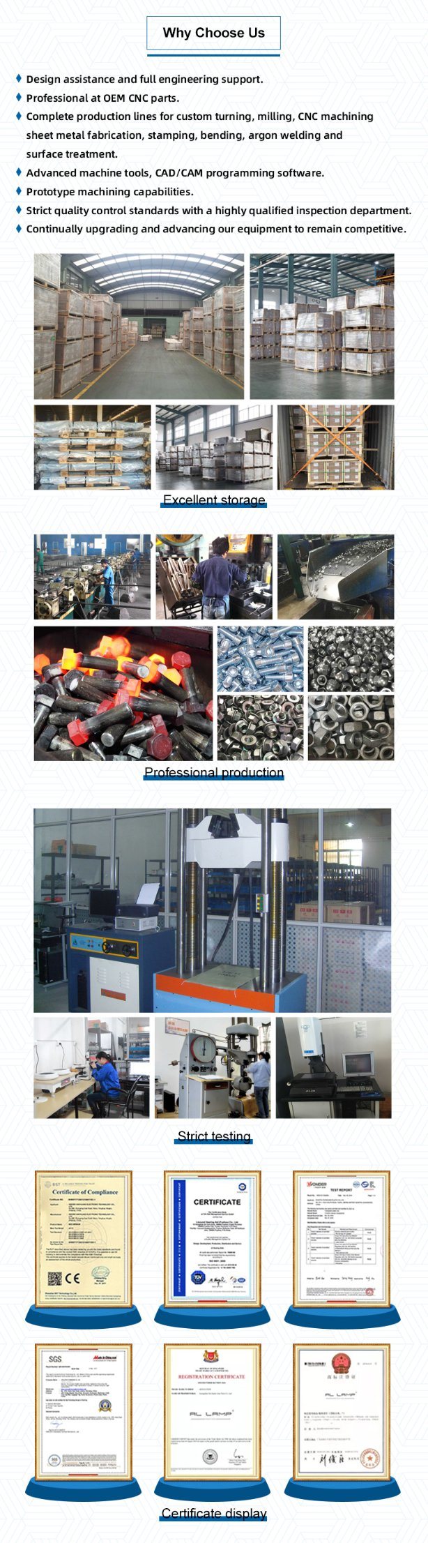 Acero al carbono 4,8 8,8 10,9 12,9 Sujetador de perno en U de acero dulce con tuerca hexagonal DIN3570 M24 M30 M36 M42 M48 Galvanizado liso negro de zinc