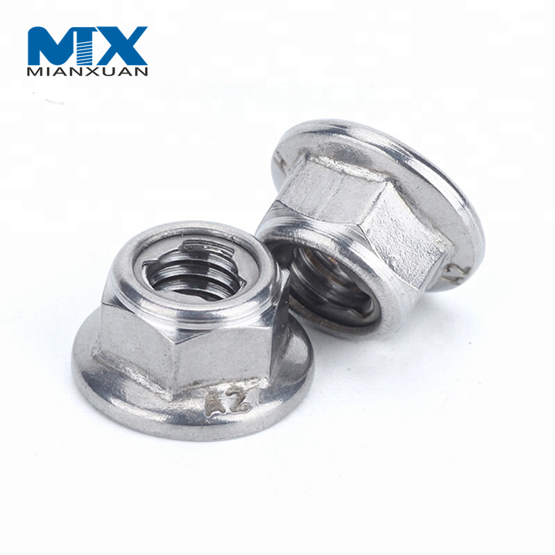 High Quality DIN6927 Prevailing Torque Type Carbon Steel Galvanized Flange Nut Hexagon Nuts with Pressing Point Type