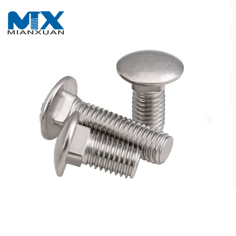 Factory Supply Stainless Steel Carriage Bolt, DIN 603 Mushroom Head Square Neck Bolts with Nut DIN555
